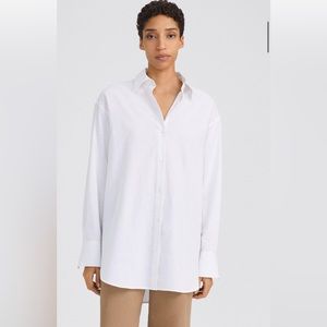 Filippa K Mandy Cotton Shirt, White Chalk, Contrast stitching, Size 36/US 6